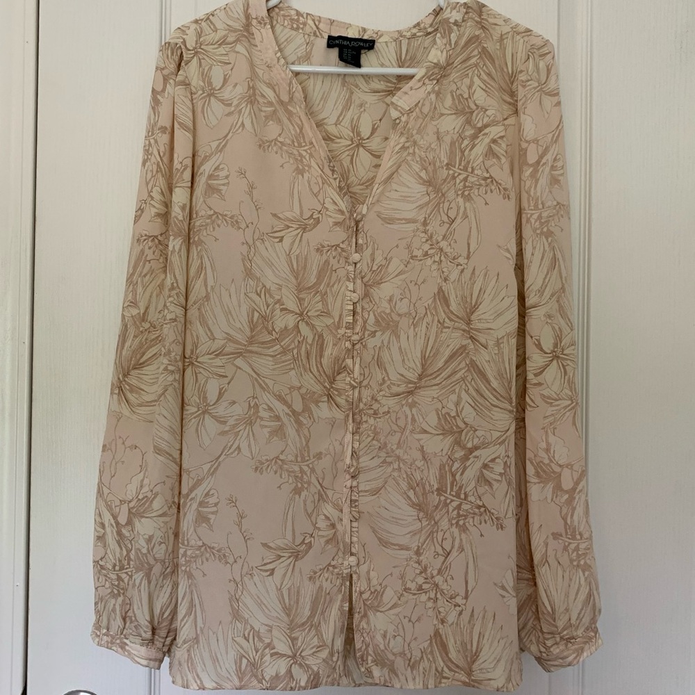 Flowy Floral Blouse Cynthia Rowley Tropical Print Top work Career Flowy Feminine